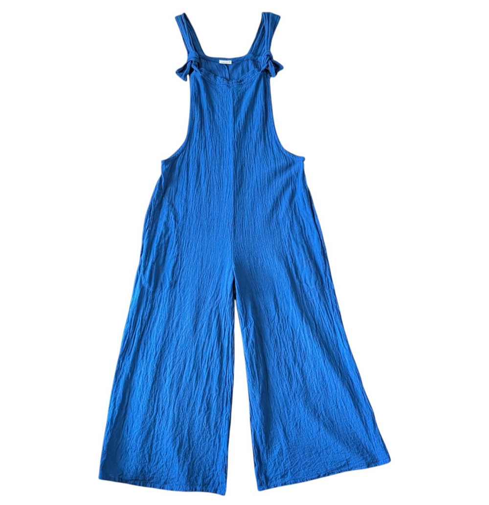 Oh My Gauze Sabina Cobalt Blue 100% Cotton Gauze Jumpsuit Overalls Size 1 S/M